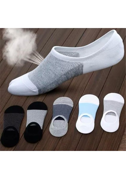 5'çift Pamuklu Sneaker Görünmez Renkli Erkek Çorabı