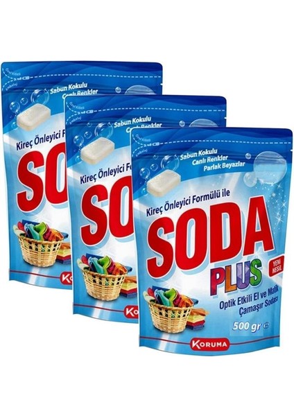 Soda Plus Optik Etkili El ve Matik Çamaşır Sodası 3 x 500 gr