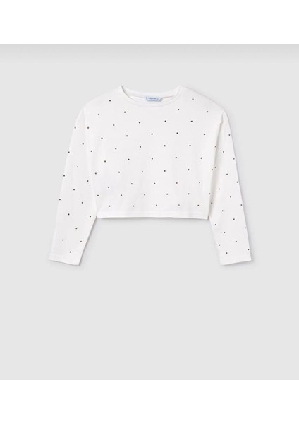 Kız Çocuk Uzun Kollu Taşlı Tişört 7094