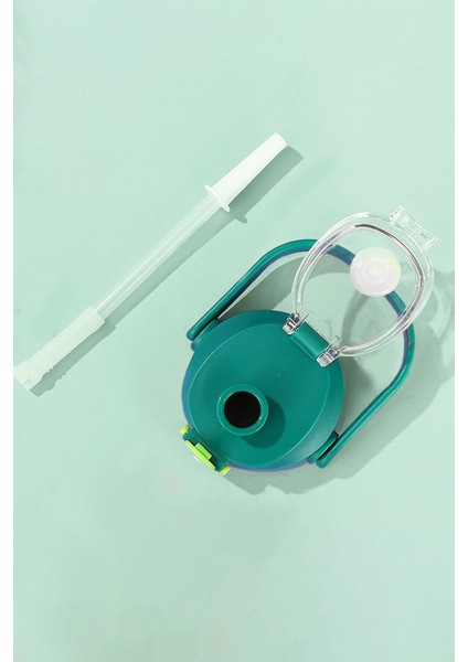 304 L Çelik Beyaz 850 ml Askılı ve Pipetli Sticker Yapıştırmalı Matara Suluk 946