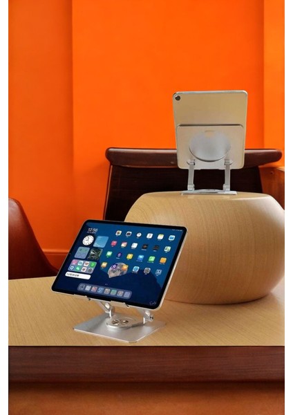 360° Dönebilen Yükseltilmiş Masaüstü Ayarlanabilir Pratik Metal Tablet Standı
