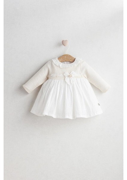 Kız Bebek Daisy Dream Elbise Ekru Renk - Göfreli Kumaş ve Dantelli Tasarım