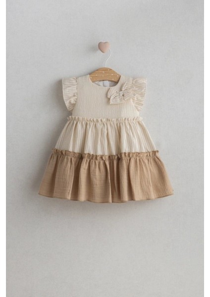 Kız Bebek Spanish Style Elbise Kahverengi Renk - Fırfırlı ve Katmanlı Tasarım