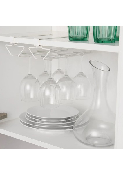 3 Adet Kadeh Askısı Derinlik 32 cm Ikea 3'lü Set Rafa Takılabilen Metal Askı Beyaz Kadehlik