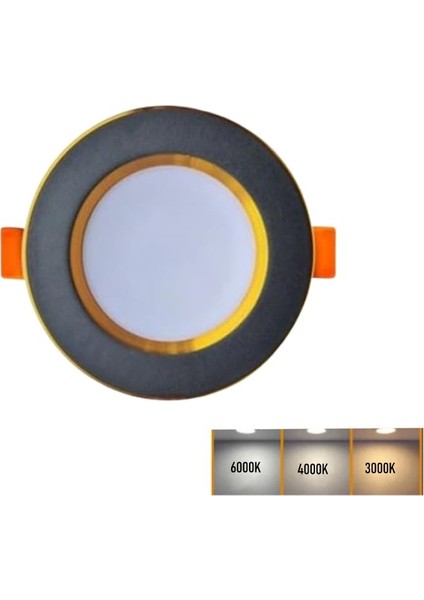 7W 3renkli(Beyaz, Gün Işığı, Ikisi Bir Arada) Siyah Gold/krom LED Spot Lamba-1 Adettir