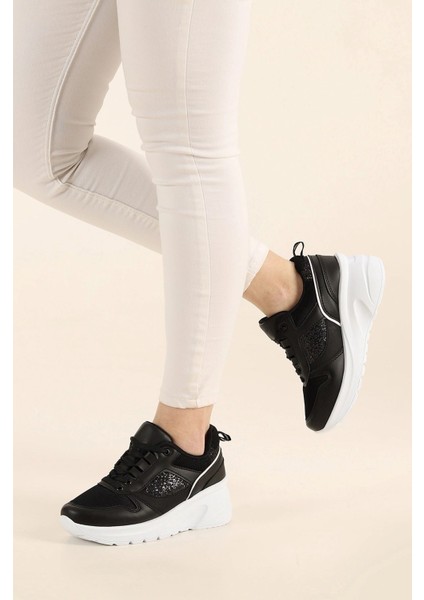 Kadın Gizli Topuk 7 cm Yazlık Fileli Sim Detaylı Hafif Rahat Taban Sneaker Spor Ayakkabı