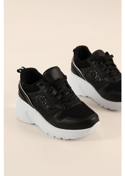 Kadın Gizli Topuk 7 cm Yazlık Fileli Sim Detaylı Hafif Rahat Taban Sneaker Spor Ayakkabı