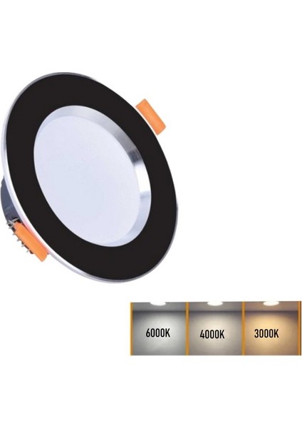 7W 3renkli(Beyaz, Gün Işığı, Ikisi Bir Arada) Siyah Gaold/krom LED Spot Lamba-2 Adettir
