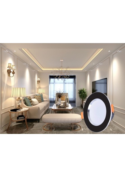 7W 3renkli(Beyaz, Gün Işığı, Ikisi Bir Arada) Siyah Gaold/krom LED Spot Lamba-2 Adettir