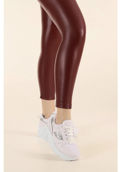Kadın Gizli Topuk 7 cm Yazlık Fileli Sim Detaylı Hafif Rahat Taban Sneaker Spor Ayakkabı