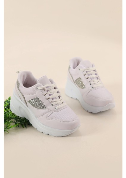 Kadın Gizli Topuk 7 cm Yazlık Fileli Sim Detaylı Hafif Rahat Taban Sneaker Spor Ayakkabı