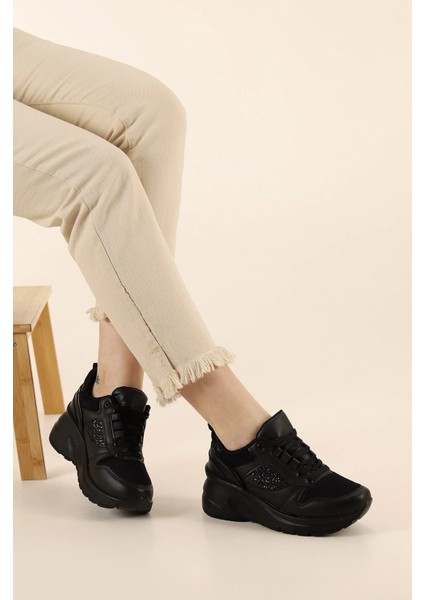 Kadın Gizli Topuk 7 cm Yazlık Fileli Sim Detaylı Hafif Rahat Taban Sneaker Spor Ayakkabı