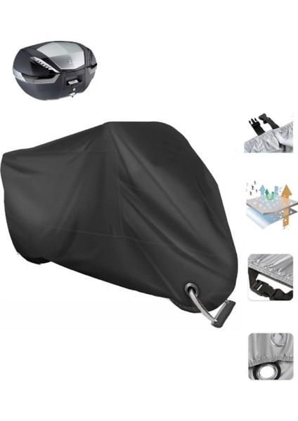 Kuba SJ100-16D Siyah Motor Branda Arka Çanta Uyumlu -Kilit Uyumlu