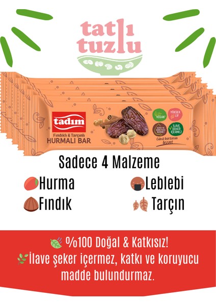 Hurmalı Bar Fındık & Tarçınlı 40 gr x 20 Adet ( Vegan )