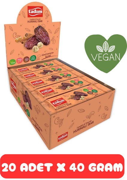 Hurmalı Bar Fındık & Tarçınlı 40 gr x 20 Adet ( Vegan )