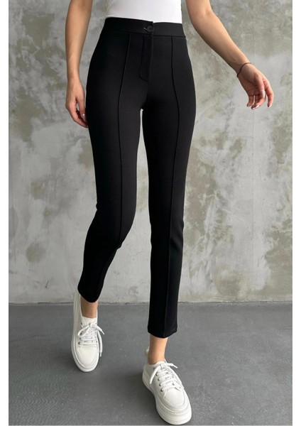 Kadın Diane Yüksek Bel Toparlayıcı Likralı Dar Paça Çimalı Kumaş Pantolon