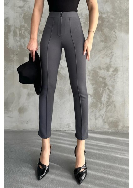 Kadın Diane Yüksek Bel Toparlayıcı Likralı Dar Paça Çimalı Kumaş Pantolon