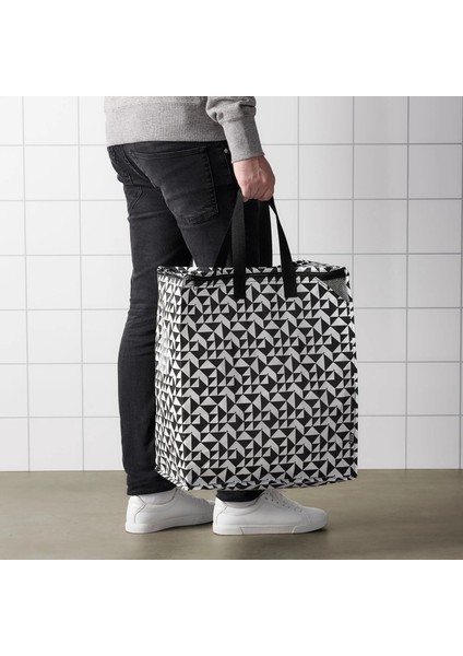 Çamaşır Çantası 40X25X47 cm Taşıma Çantası Giysi Taşıma Çamaşır Sepeti Siyah-Beyaz Hacim: 47 lt modelleri