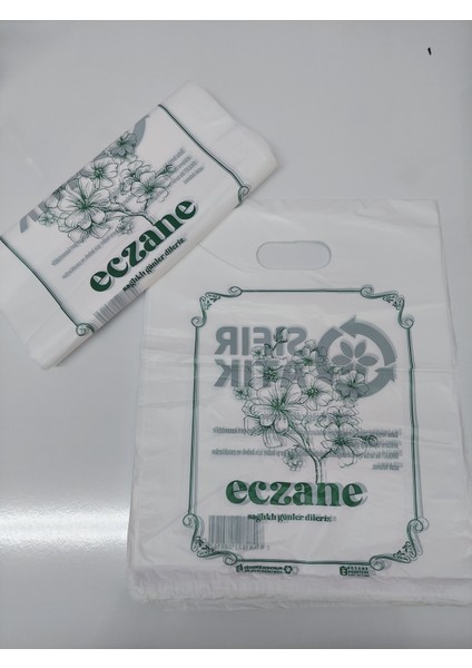 2800 Adet - 30×40 Cm Büyük Boy El Geçme Yeşil Eczane Poşeti