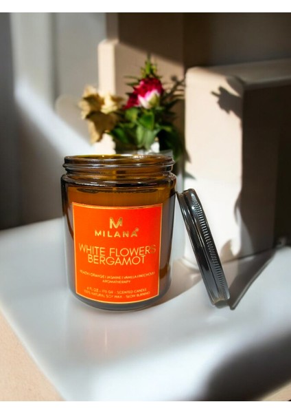 Kavanoz Kokulu Mum Beyaz Çiçekler Bergamot 170 gr