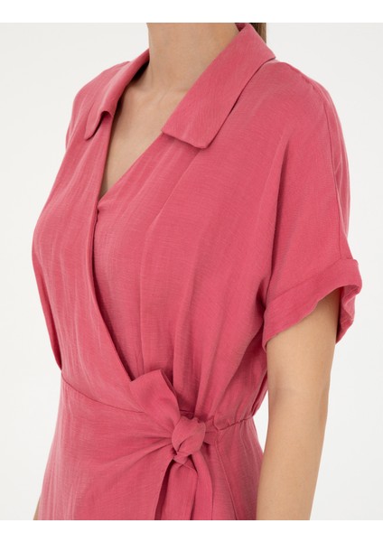 Kadın Pembe Comfort Fit Dokuma Elbise 50283470-VR041