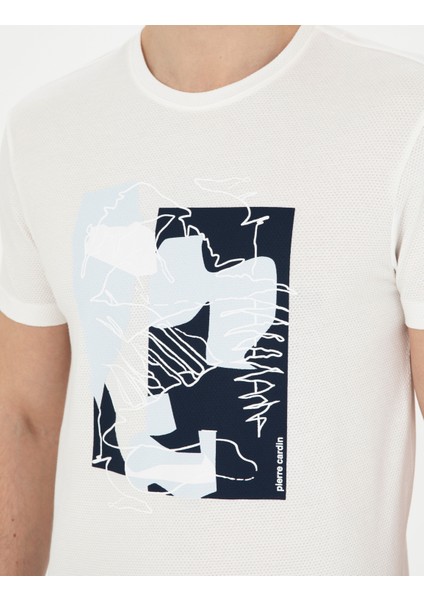 Erkek Ekru Slim Fit Tişört 50280942-VR019