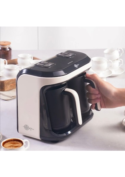 Türk Kahve Makinesi, Közde ve Aromalı Türk Kahvesi, Aynı Anda 2 Cezve Kullanımı 10 Fincan Kapasite