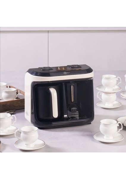 Türk Kahve Makinesi, Közde ve Aromalı Türk Kahvesi, Aynı Anda 2 Cezve Kullanımı 10 Fincan Kapasite fiyatları