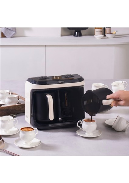 Türk Kahve Makinesi, Közde ve Aromalı Türk Kahvesi, Aynı Anda 2 Cezve Kullanımı 10 Fincan Kapasite