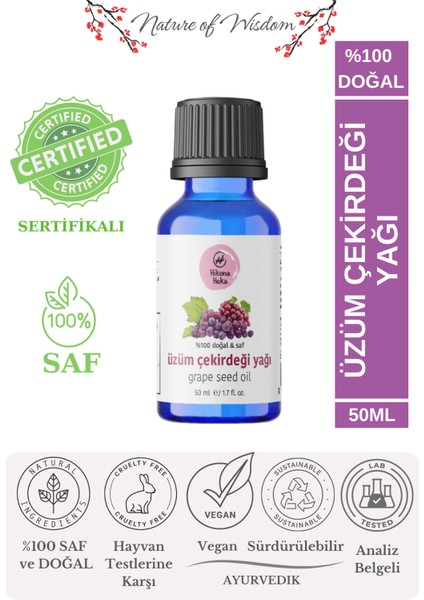 Üzüm Çekirdeği Yağı Saf ve Doğal Soğuk Sıkım 50 ml ( Cilt ve Saç Bakımı)