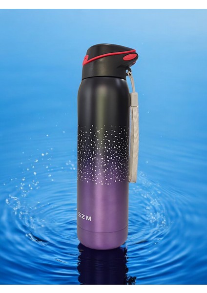 500 ml Çelik Termoslu Pipetli Su Matarası Çift Renkli Kaliteli Suluk