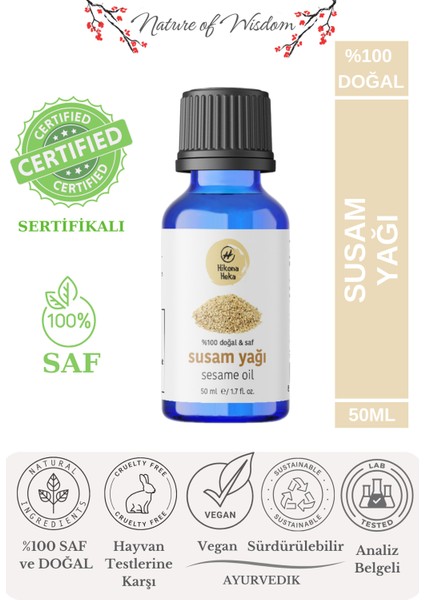 Susam Yağı Saf ve Doğal Soğuk Sıkım 50 ml ( Cilt ve Saç Bakımı)
