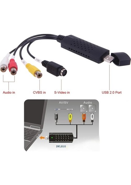 Easycap USB Rca Capture Kamera Uydu Kayıt Kartı Chipli Android Destekli