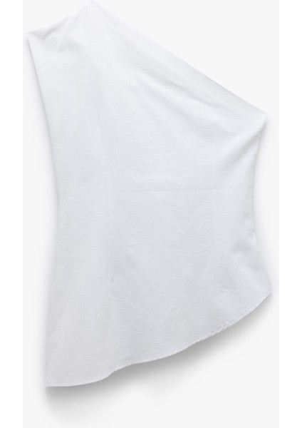 Pamuklu Drape Detaylı Asimetrik Tek Omuz Bluz