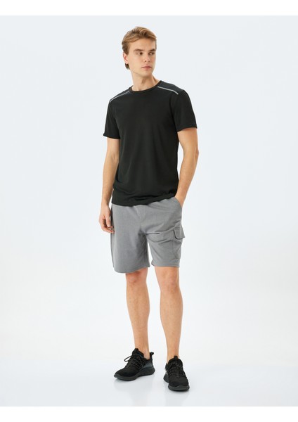Kargo Cepli Pamuk Karışımlı Straight Fit Beli Bağcıklı Spor Şort