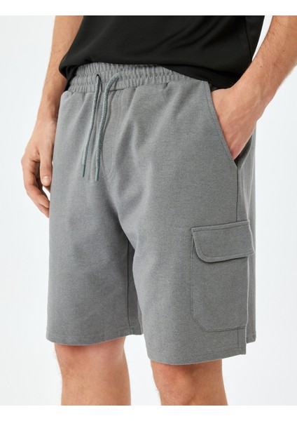 Kargo Cepli Pamuk Karışımlı Straight Fit Beli Bağcıklı Spor Şort indirimleri