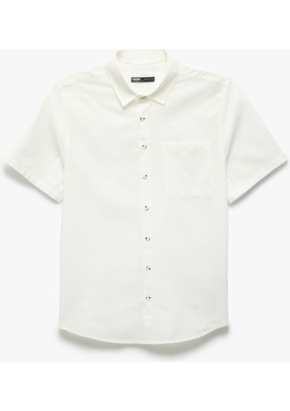 Kısa Kollu Pamuklu Cep Detaylı Slim Fit Gömlek modelleri
