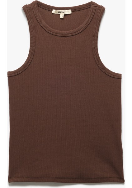 Pamuklu Kolsuz Halter Yaka Basic Fitilli Atlet