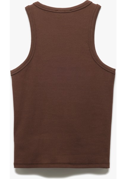 Pamuklu Kolsuz Halter Yaka Basic Fitilli Atlet