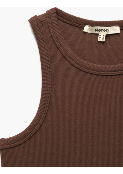 Pamuklu Kolsuz Halter Yaka Basic Fitilli Atlet