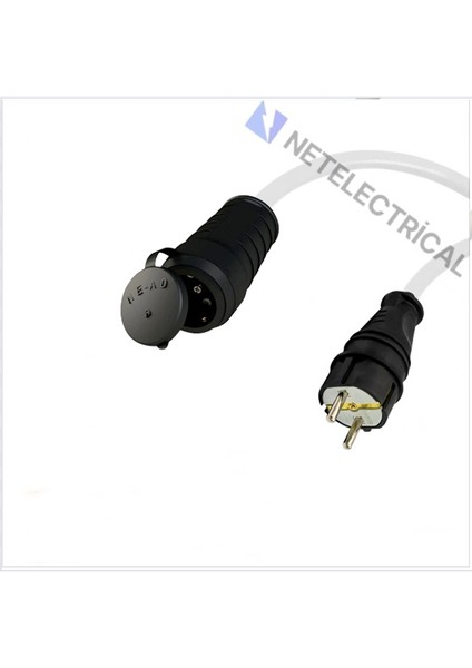 Kauçuk Tekli Topraklı Ara Uzatma Kablosu 4 Metre 3x1.5 mm² Ttr Beyaz Kablolu