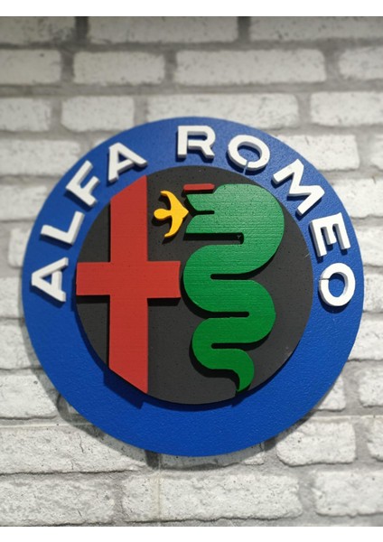 Alfaromeo Logo 50 x 50 cm Alfaromeo Araba Logosu | Alfaromeo Marka Logosu | 3D Alfaromeo Logo