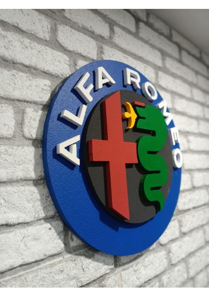 Alfaromeo Logo 50 x 50 cm Alfaromeo Araba Logosu | Alfaromeo Marka Logosu | 3D Alfaromeo Logo modelleri