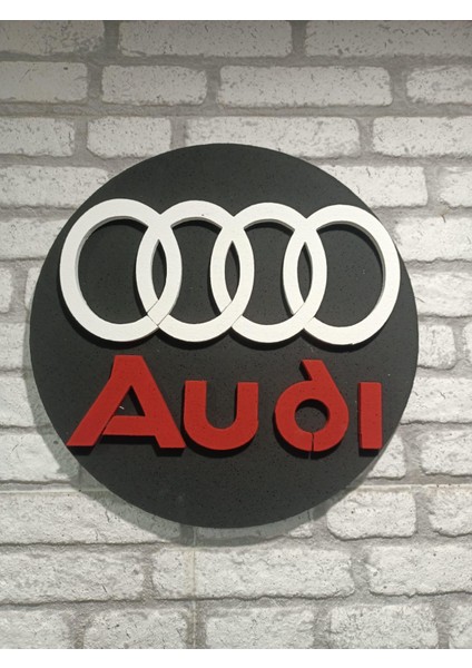 Audı Logo 50 x 50 cm Audı Araba Logosu | Audı Marka Logosu | 3D Audı Logo