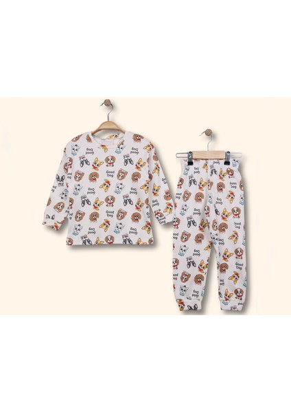 Mevsimlik Kız Çocuk Köpek Desenli Pijama Takımı