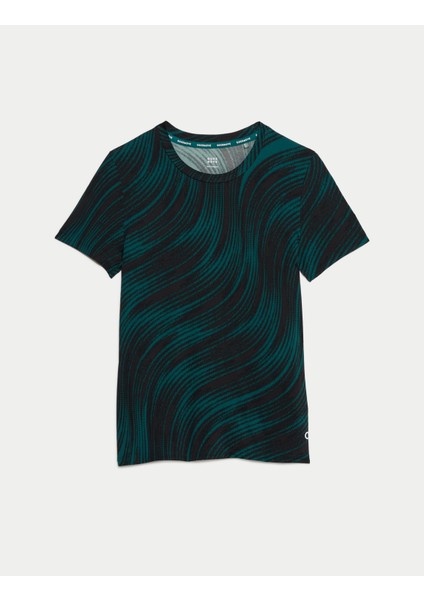 Desenli V-Yaka Fit Kesim T-Shirt