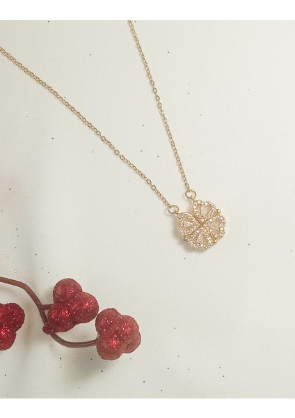 Kadın Açılıp Kapanabilen Kalpli Gold Yonca Çelik Kolye indirimleri