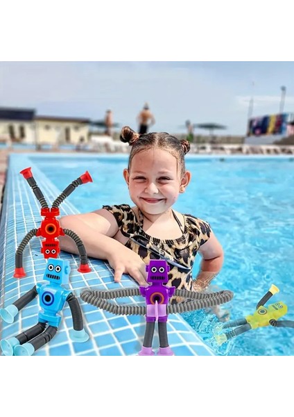 Esnek Robot Oyuncak - Bükülebilir, Vakumlu & Hareketli! Cam ve Masaya Yapışan Eğlenceli Figür 🚀🎉
