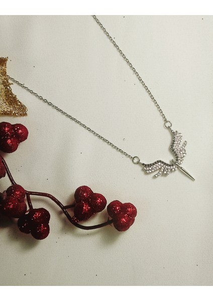 Kadın Melek Sılver Çelik Kolye