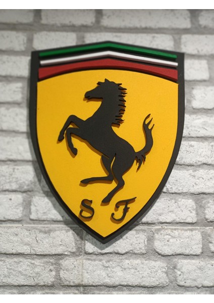 Ferrarı Logo 50 x 50 cm Ferrarı Araba Logosu | Ferrarı Marka Logosu | 3D Ferrarı Logo modelleri